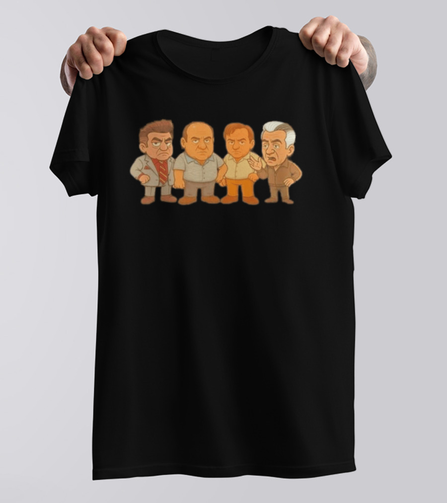 Sopranos Caricature Mobsters Big Head Mafia Characters T-Shirt