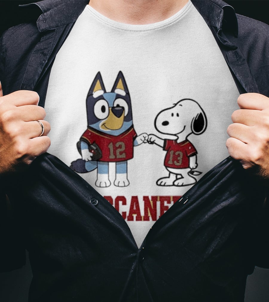 Bluey Snoopy Tampa Bay Buccaneers Football Friends T-Shirt