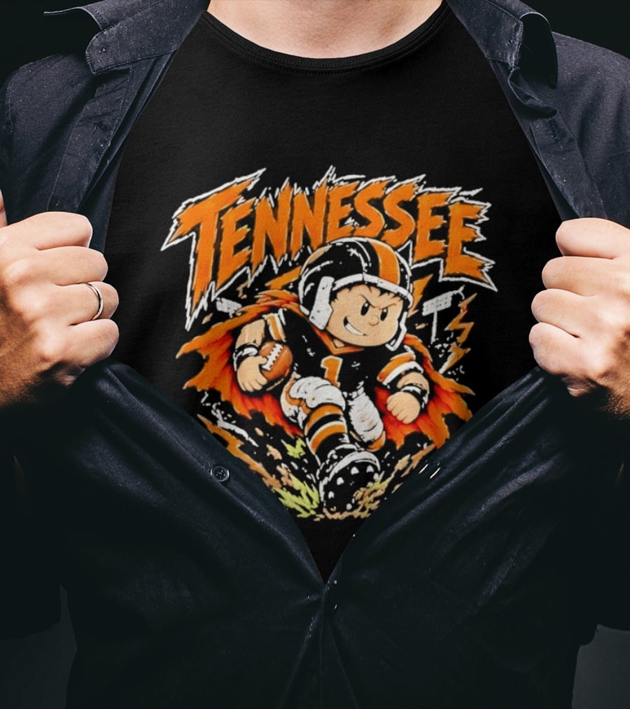 Tennessee Volunteers Football Cartoon Player Number 1 Dynamic T-Shirt