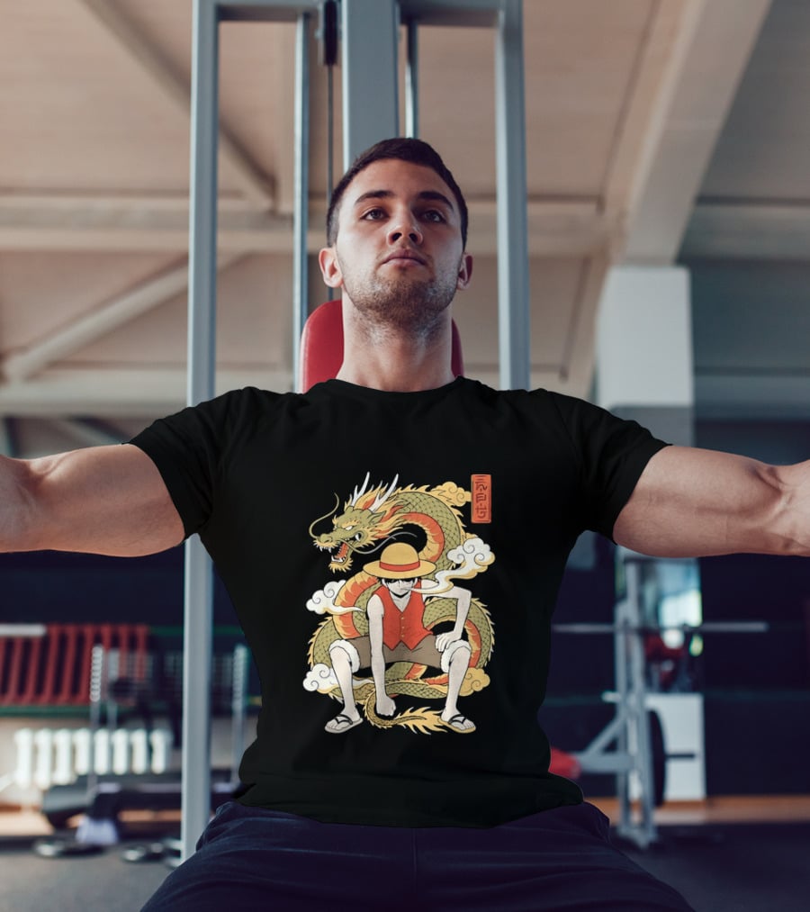 Monkey D Luffy With Dragon And Kanji One Piece Anime T-Shirt