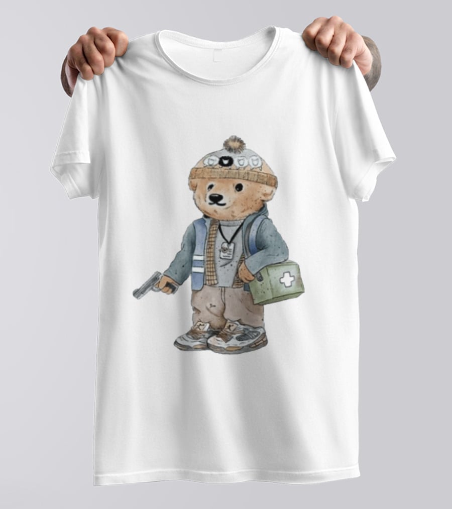 Bryan Bear Toy With Gun And First Aid Kit Beanie T-Shirt