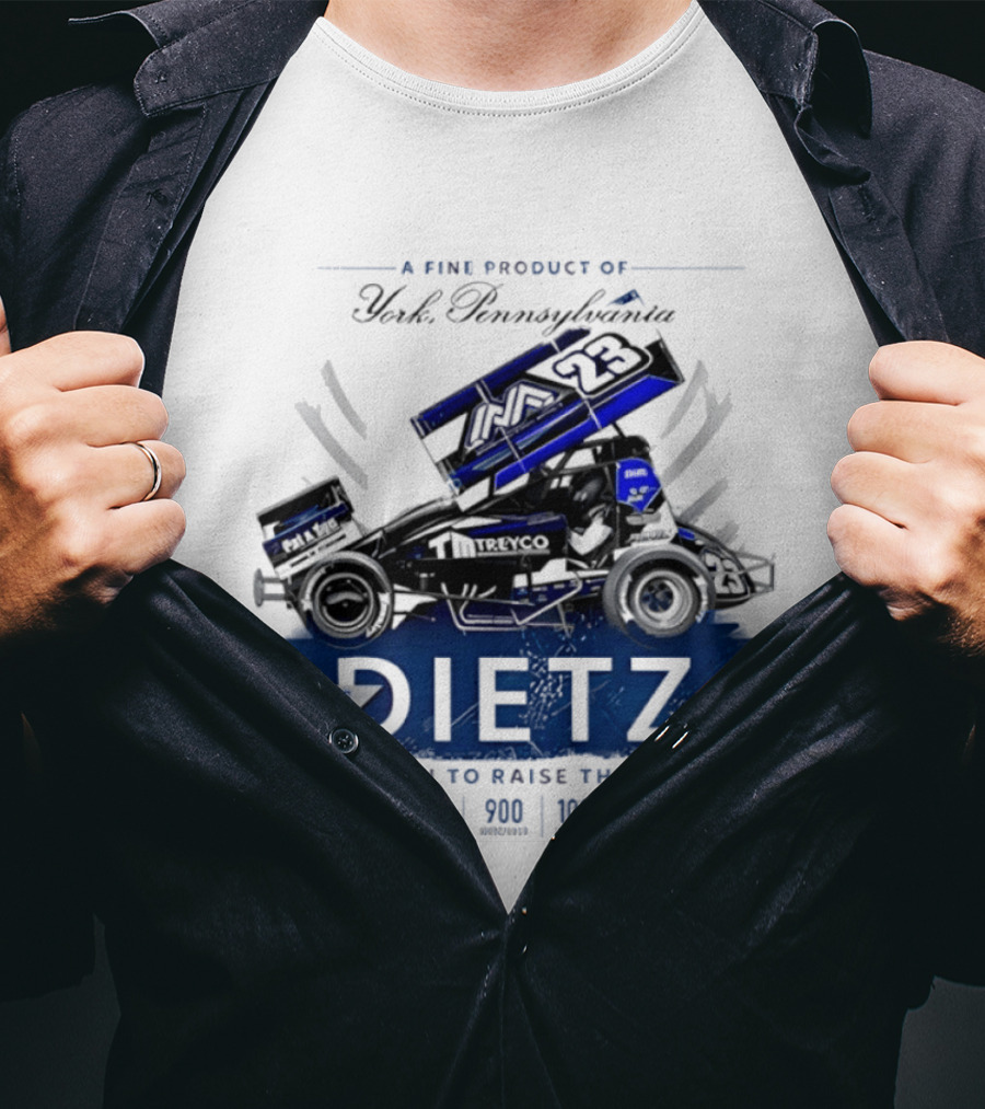 Chase Dietz Sprint Car 23 Driven To Raise The Bar York Pennsylvania Racing T-Shirt