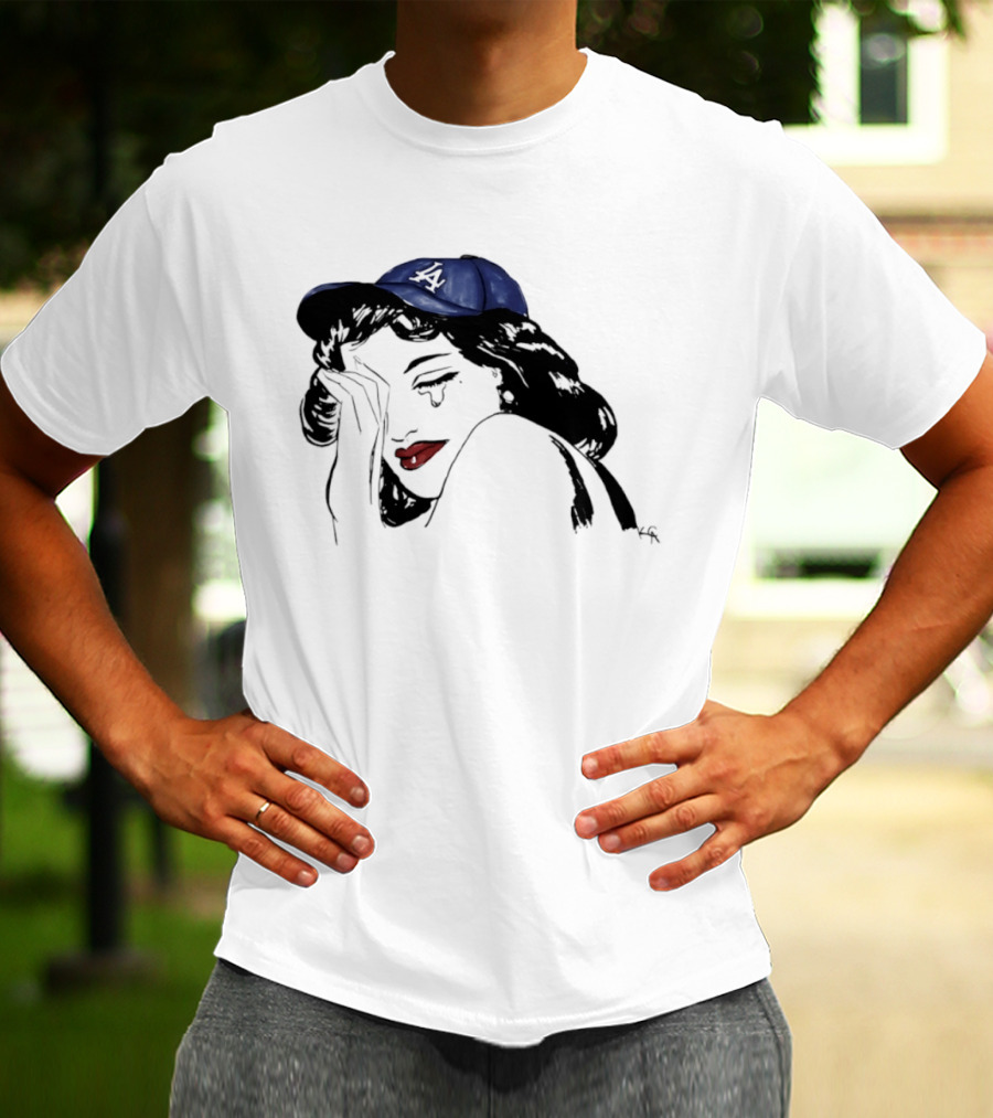 Los Angeles Dodgers Cap Crying Woman Pop T-Shirt