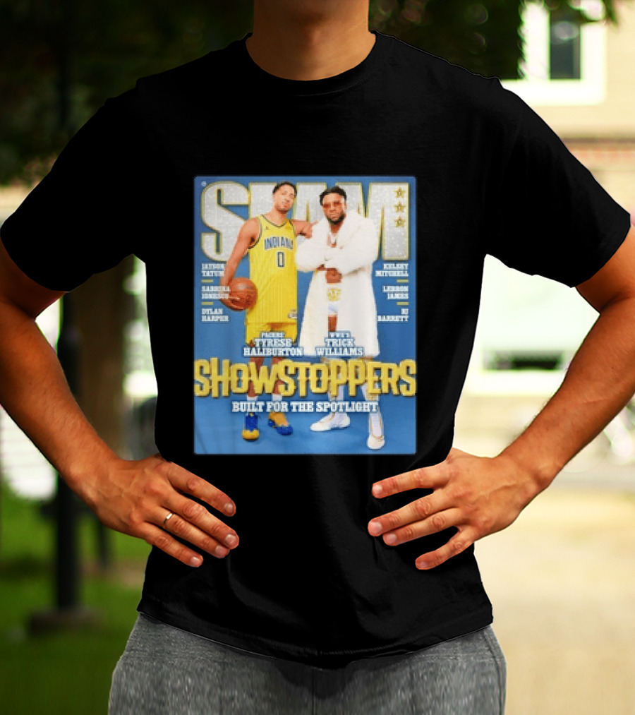 Slam Featuring Tyrese Haliburton And Trick Williams Showstoppers Built For The Spotlight T-Shirt
