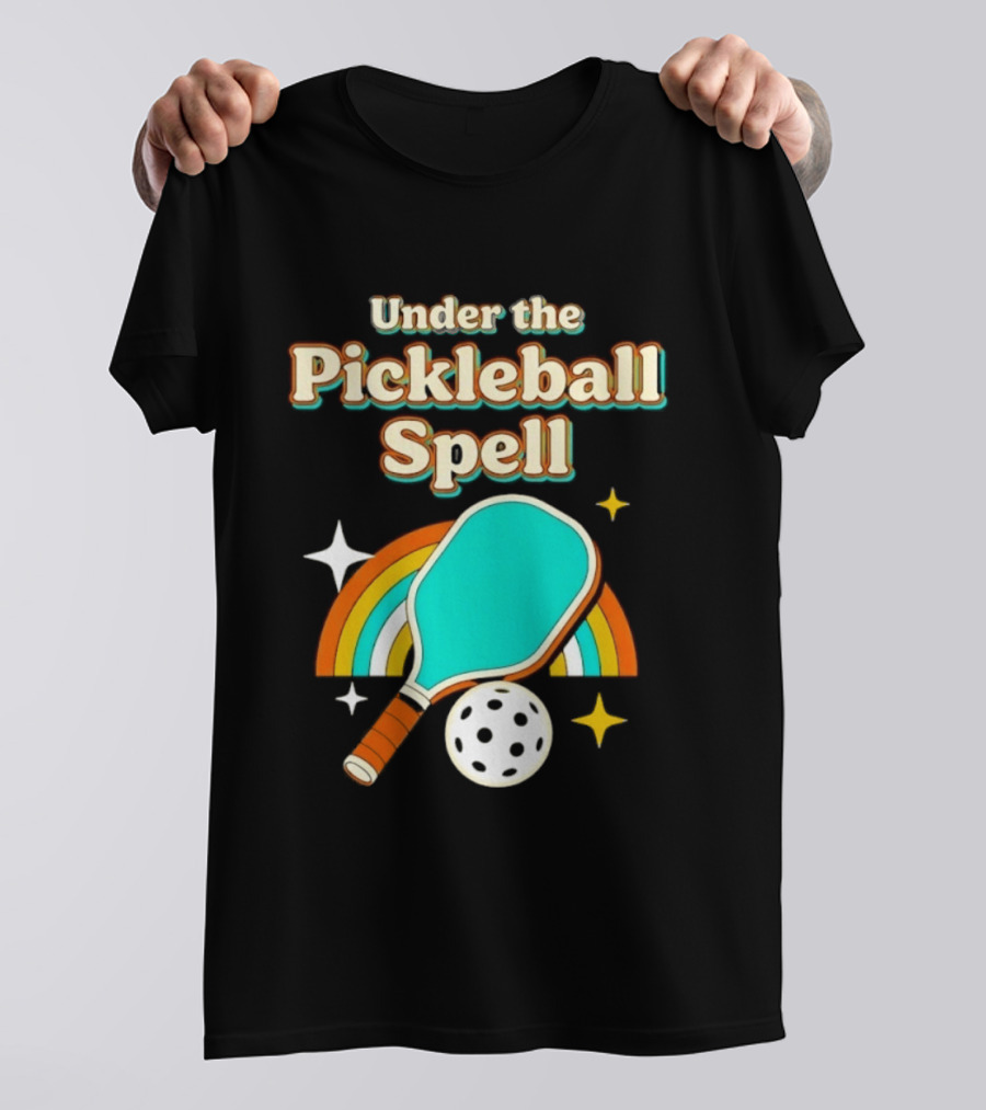 Under The Pickleball Spell Paddle And Rainbow Magic T-Shirt