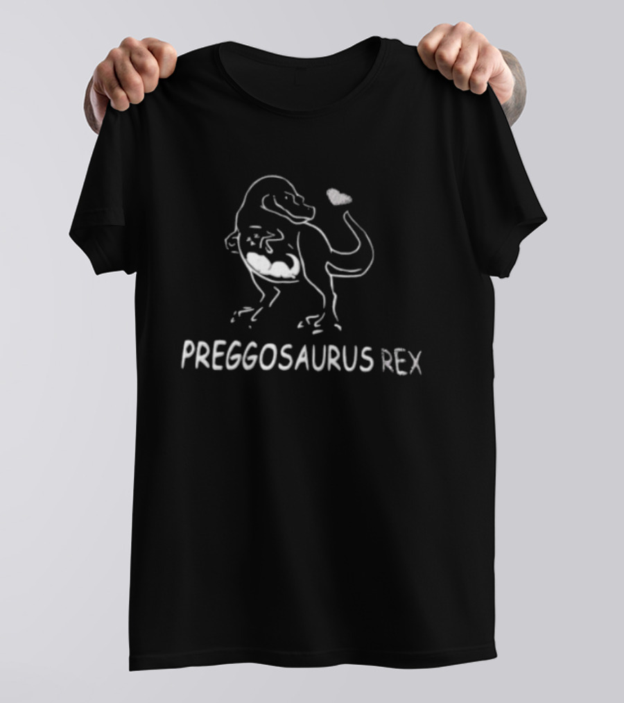 Preggosaurus REX Pregnant Dinosaur Heart Sleeping Baby T-Shirt