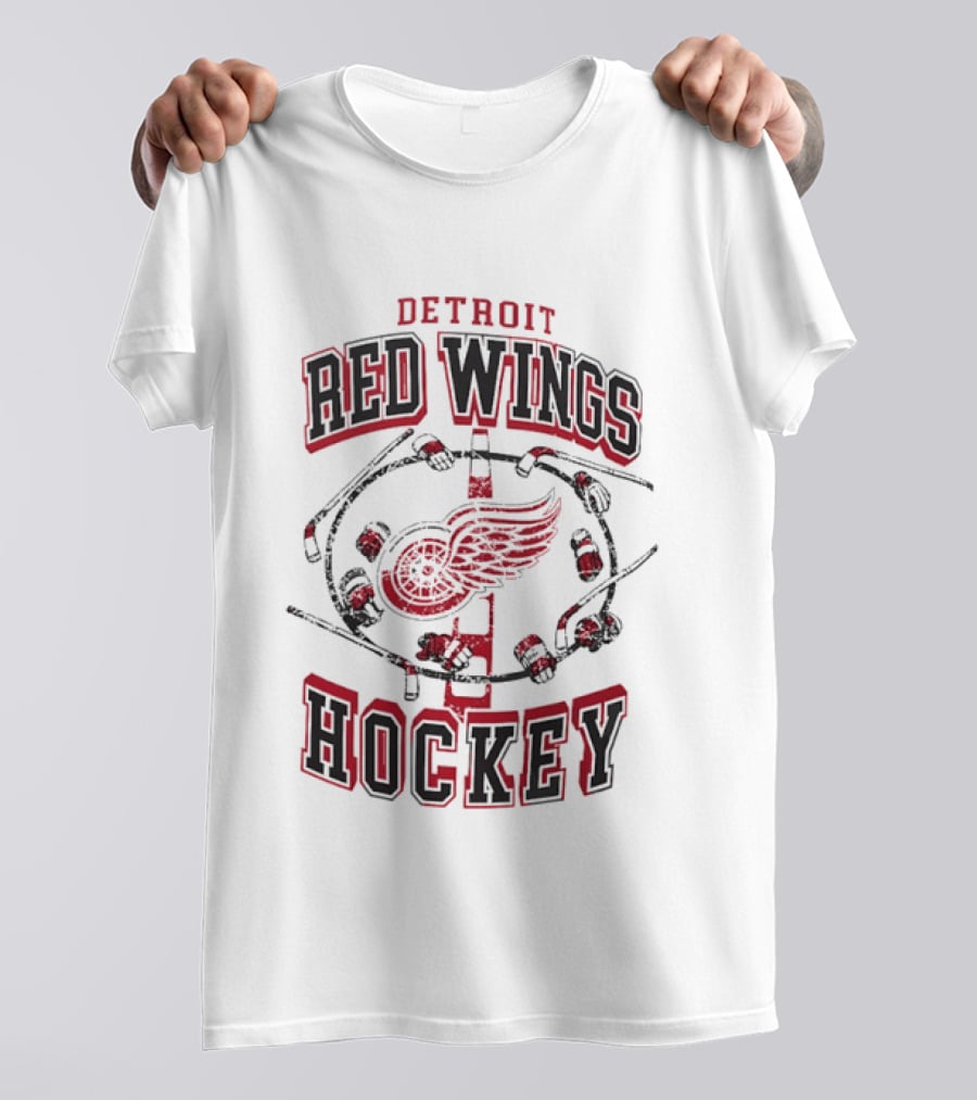 Detroit Red Wings Hockey Vintage Style Distressed Circle T-Shirt