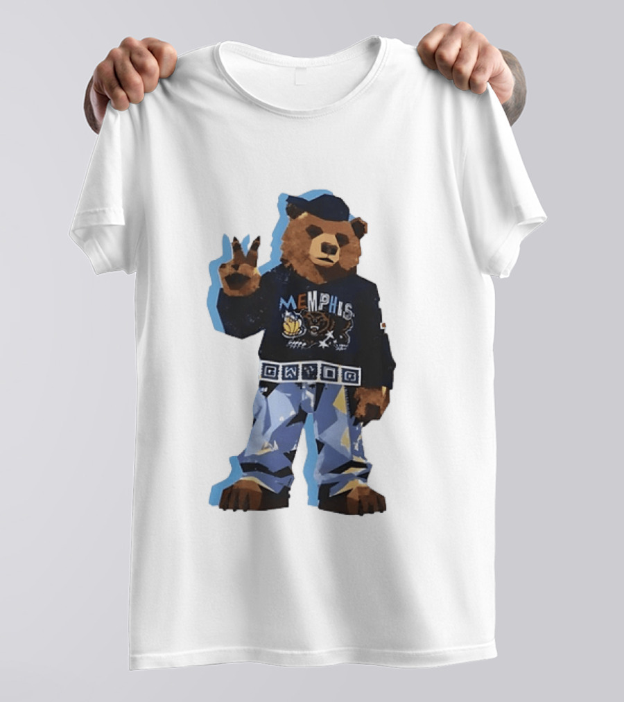 Memphis Grizzlies Bear Peace Sign Retro Style Fashionable Team Spirit T-Shirt