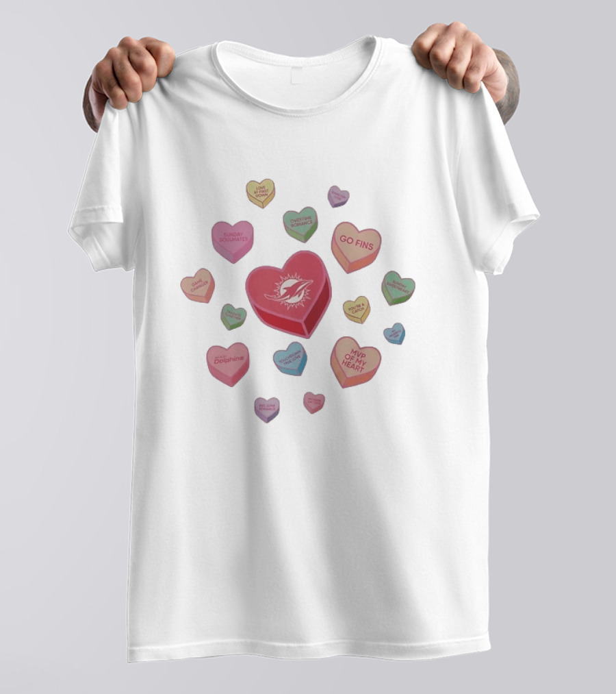 Miami Dolphins Heart Candy Go Fins Sunday Soulmates Overtime Romance MVP Of My Heart T-Shirt