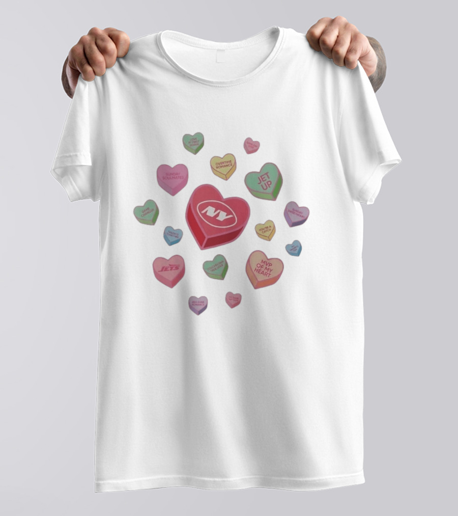 New York Jets Valentine Hearts Sunday Soulmates Jet Up MVP Of My Heart T-Shirt