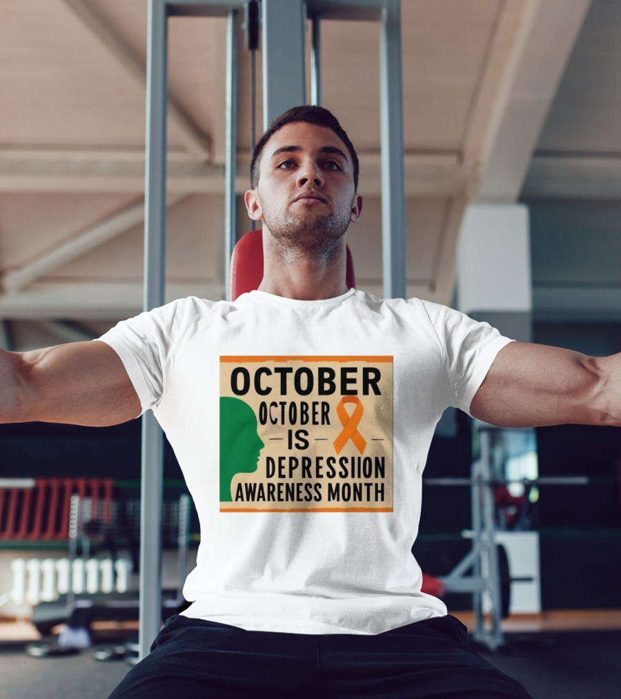 October Depression Awareness Month Orange Ribbon T-Shirt