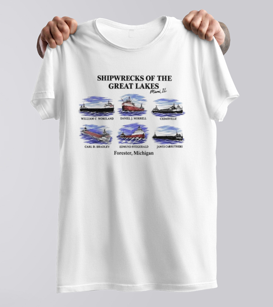 Shipwrecks Of The Great Lakes Edmund Fitzgerald Carl D Bradley Forrester Michigan T-Shirt