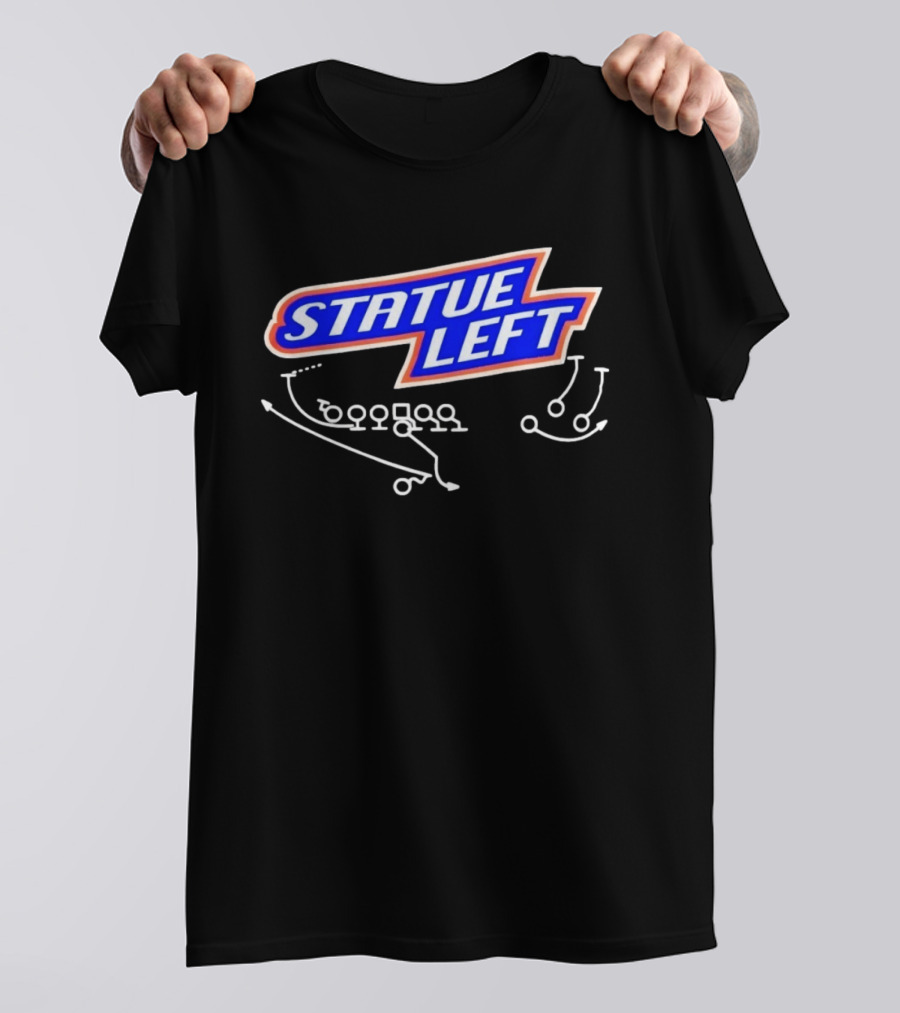 Boise State Broncos Statue Left Football Play Diagram NFL College Team Strategy T-Shirt