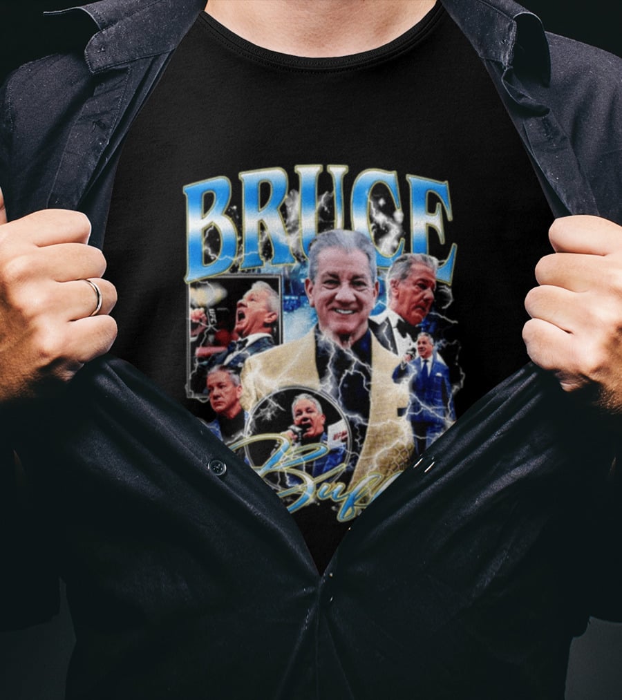 Bruce Buffer It's Time Fight Night Blue Gold Montage T-Shirt