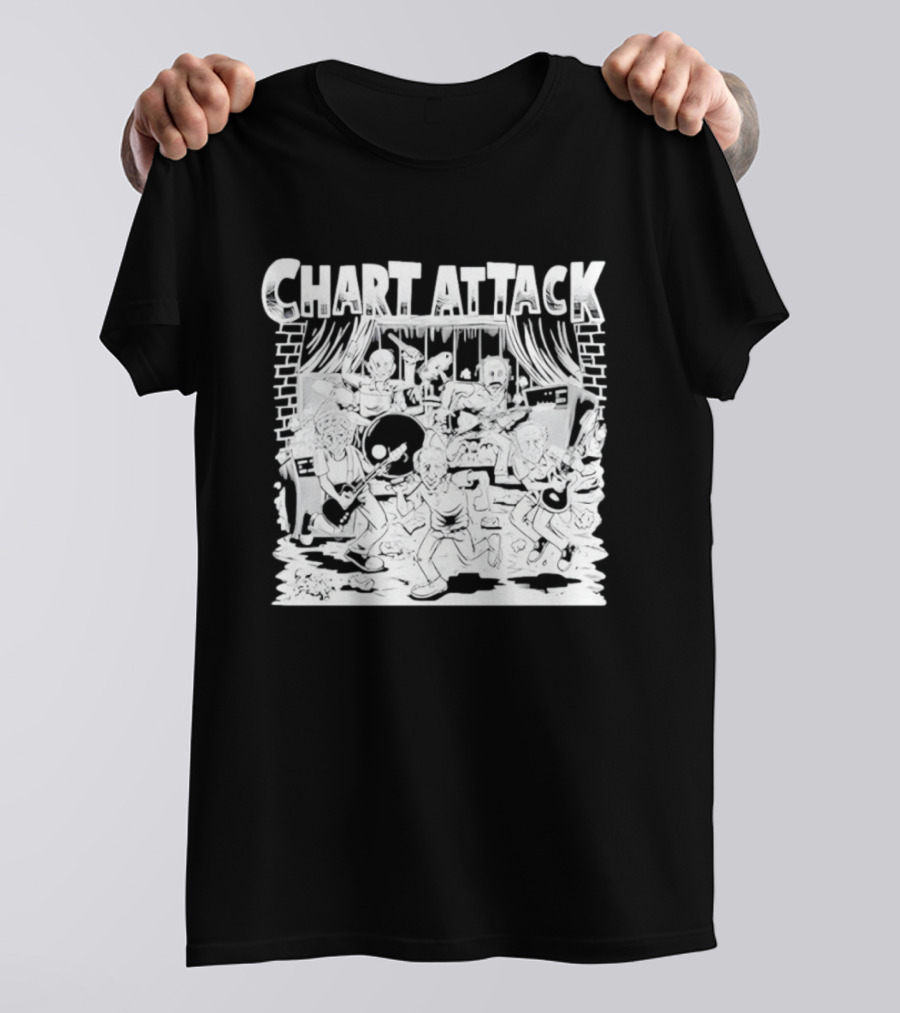 Chart Attack Band Cartoon Musicians Concert Performance T-Shirt