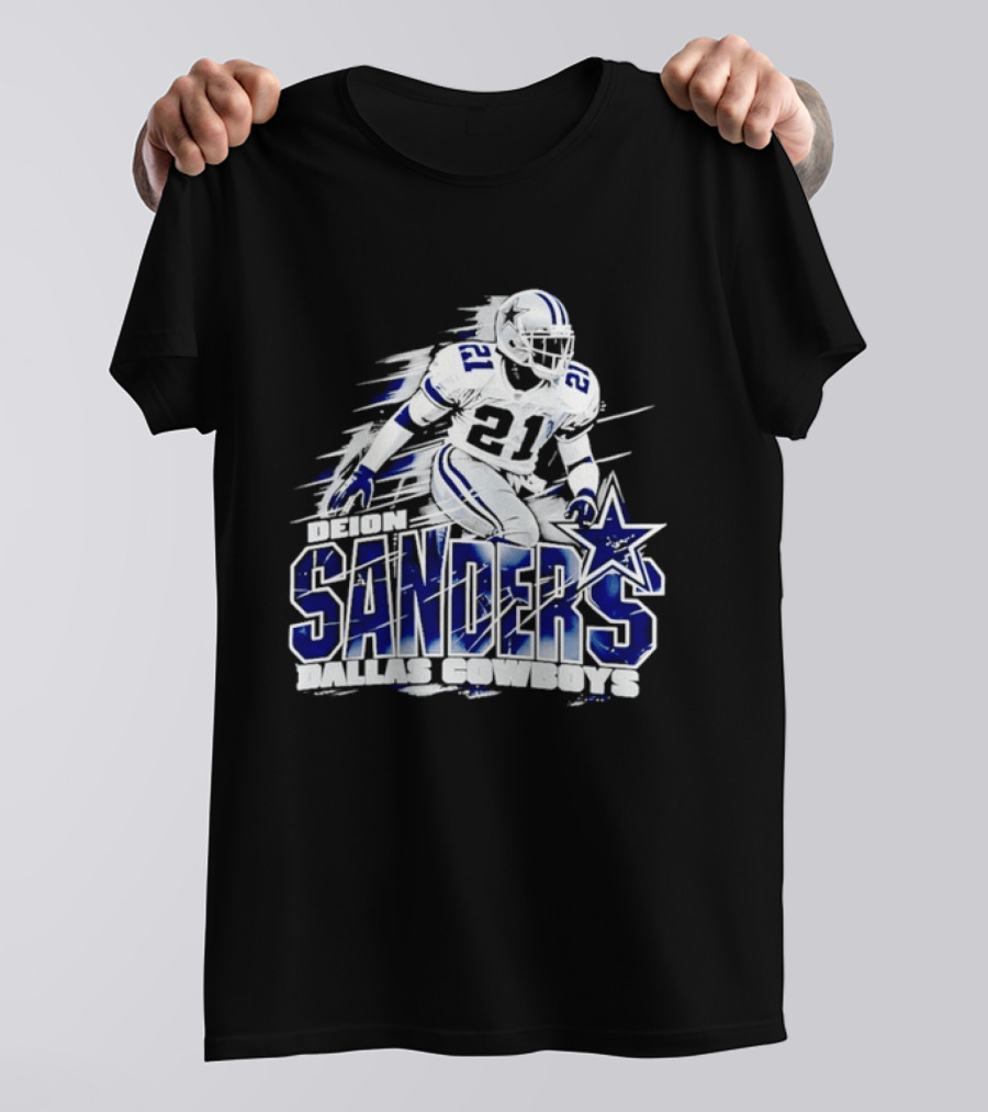 Deion Sanders Dallas Cowboys 21 Star Football Legend T-Shirt