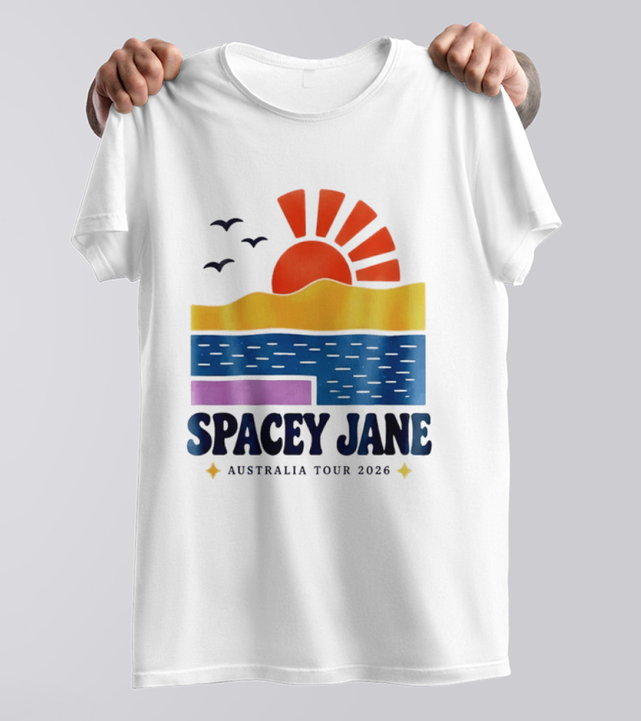 Spacey Jane Australia Tour 2026 Indie Rock Ocean Sunset Birds T-Shirt
