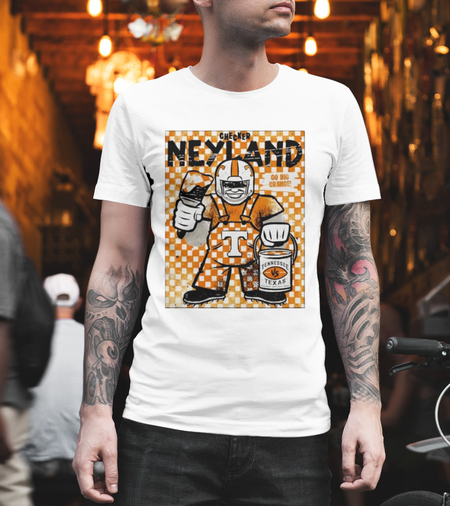 Checker Neyland Go Big Orange Tennessee Volunteers VS Texas Saturday T-Shirt