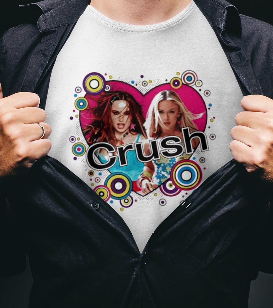 Crush Y2K Aesthetic Heart 2000s Nostalgia Bold Retro Circles T-Shirt