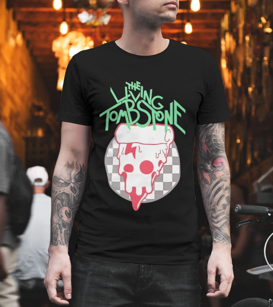 The Living Tombstone Pizza Skull Checkered T-Shirt