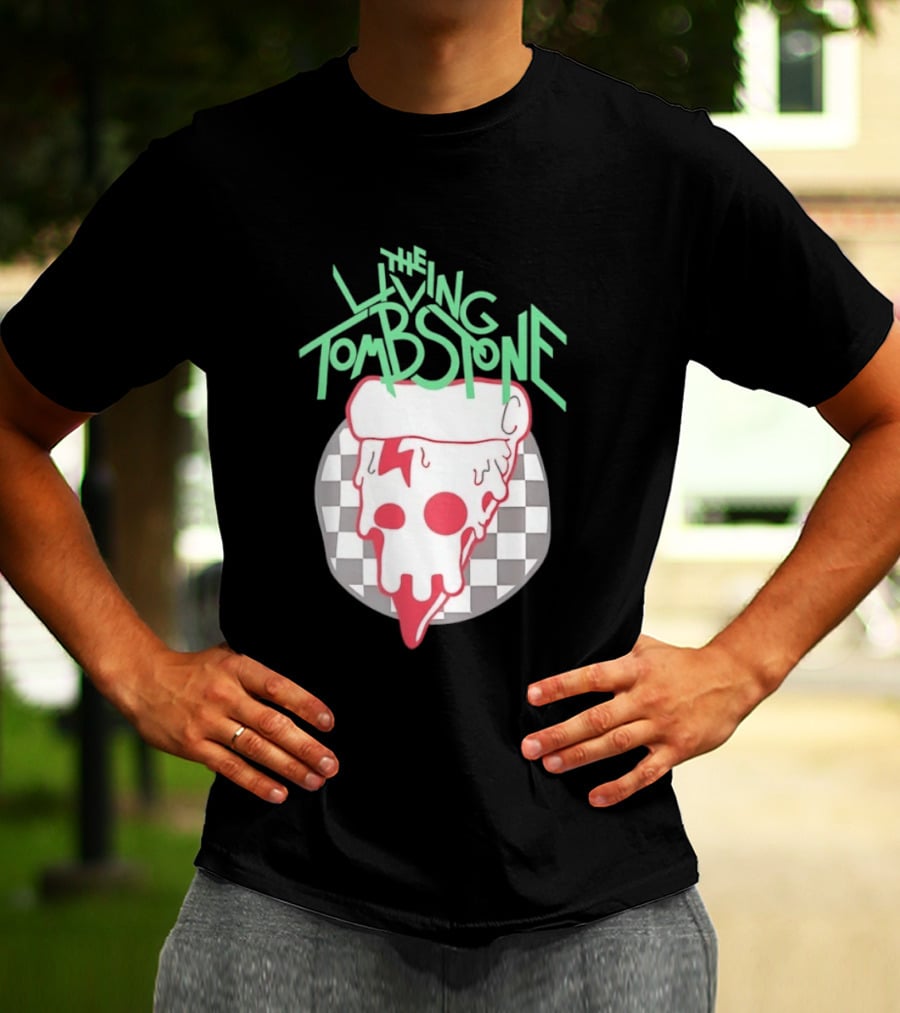 The Living Tombstone Pizza Skull Checkered T-Shirt