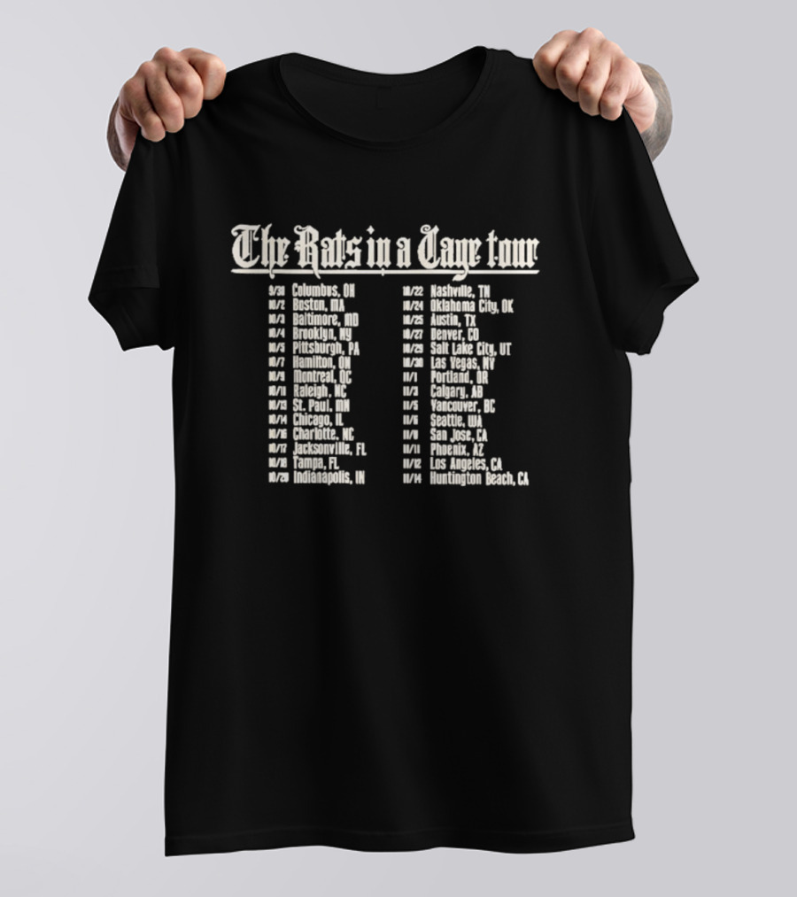 The Rats In A Cage Tour Dates Live Music Columbus Nashville Denver Phoenix Los Angeles Riverside Huntington Beach T-Shirt