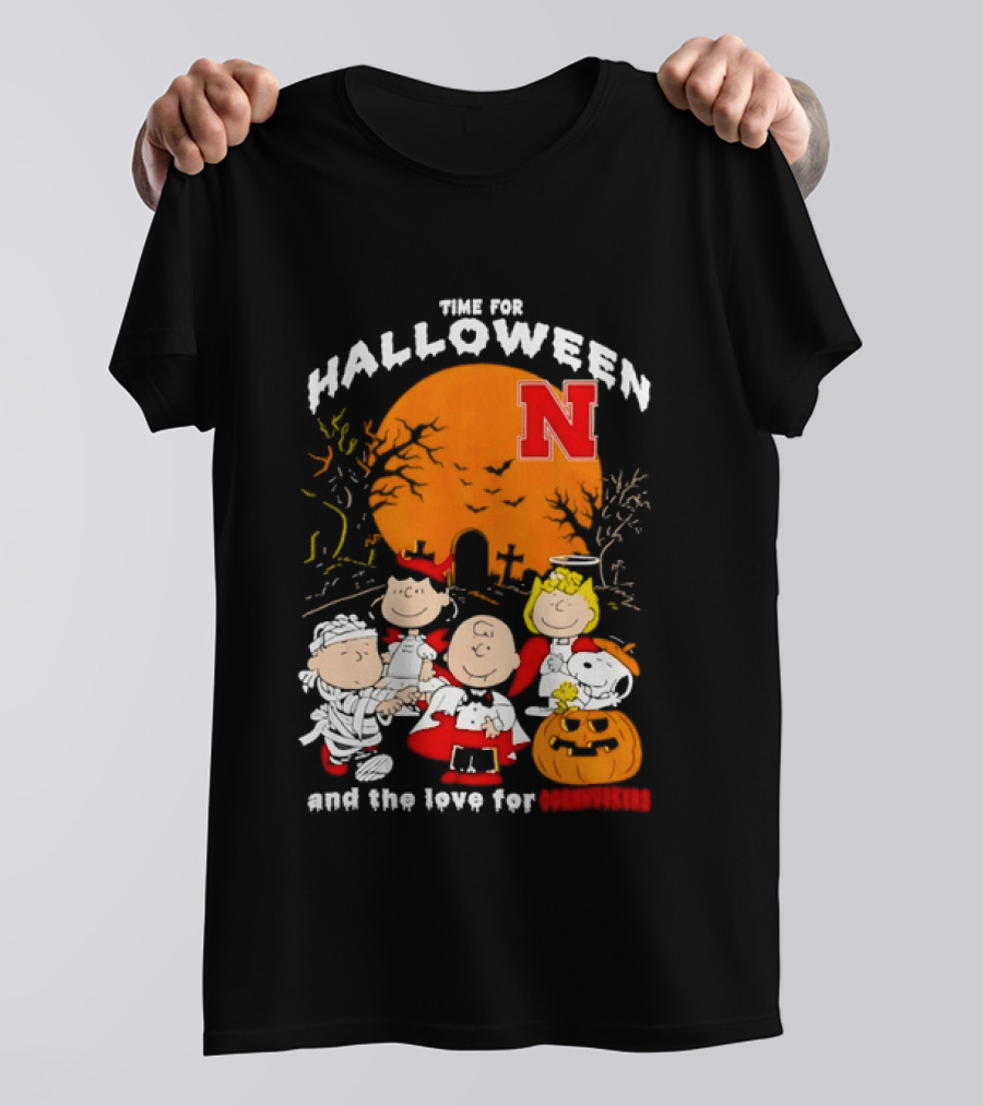 Time For Halloween Nebraska Cornhuskers Peanuts Characters T-Shirt