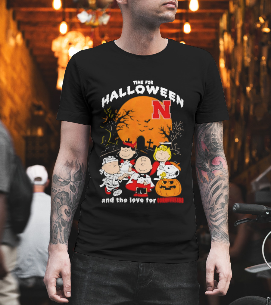 Time For Halloween Nebraska Cornhuskers Peanuts Characters T-Shirt