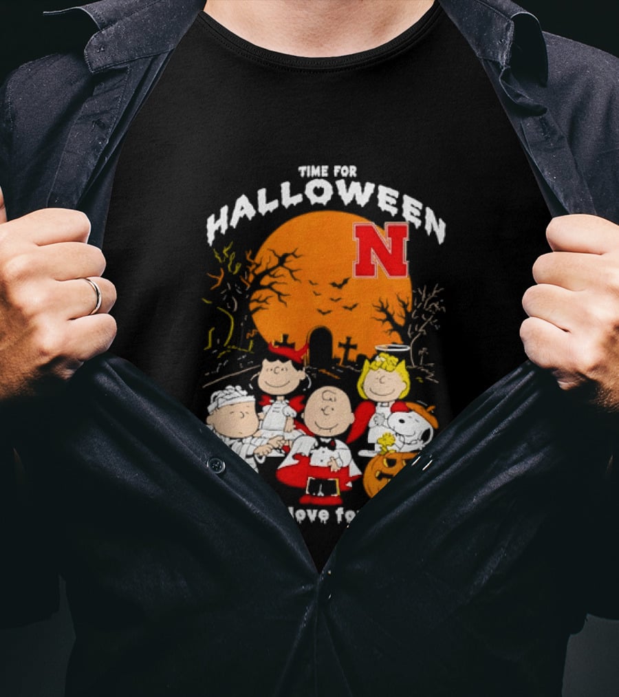 Time For Halloween Nebraska Cornhuskers Peanuts Characters T-Shirt