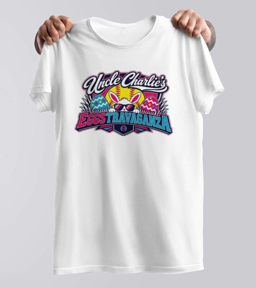 Uncle Charlie's Eggstravaganza Softball Easter Bunny Sunglasses T-Shirt