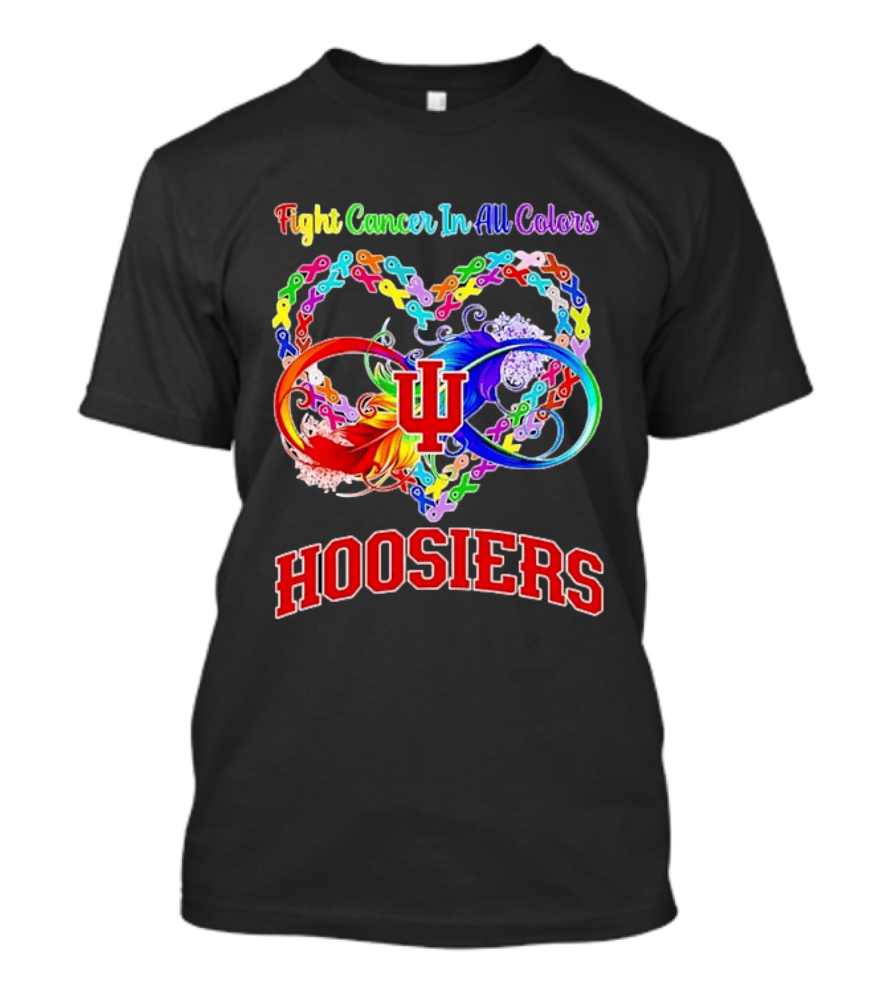 Hoosiers Fight Cancer In All Colors With Heart Symbol And Interlocking Chains T-Shirt