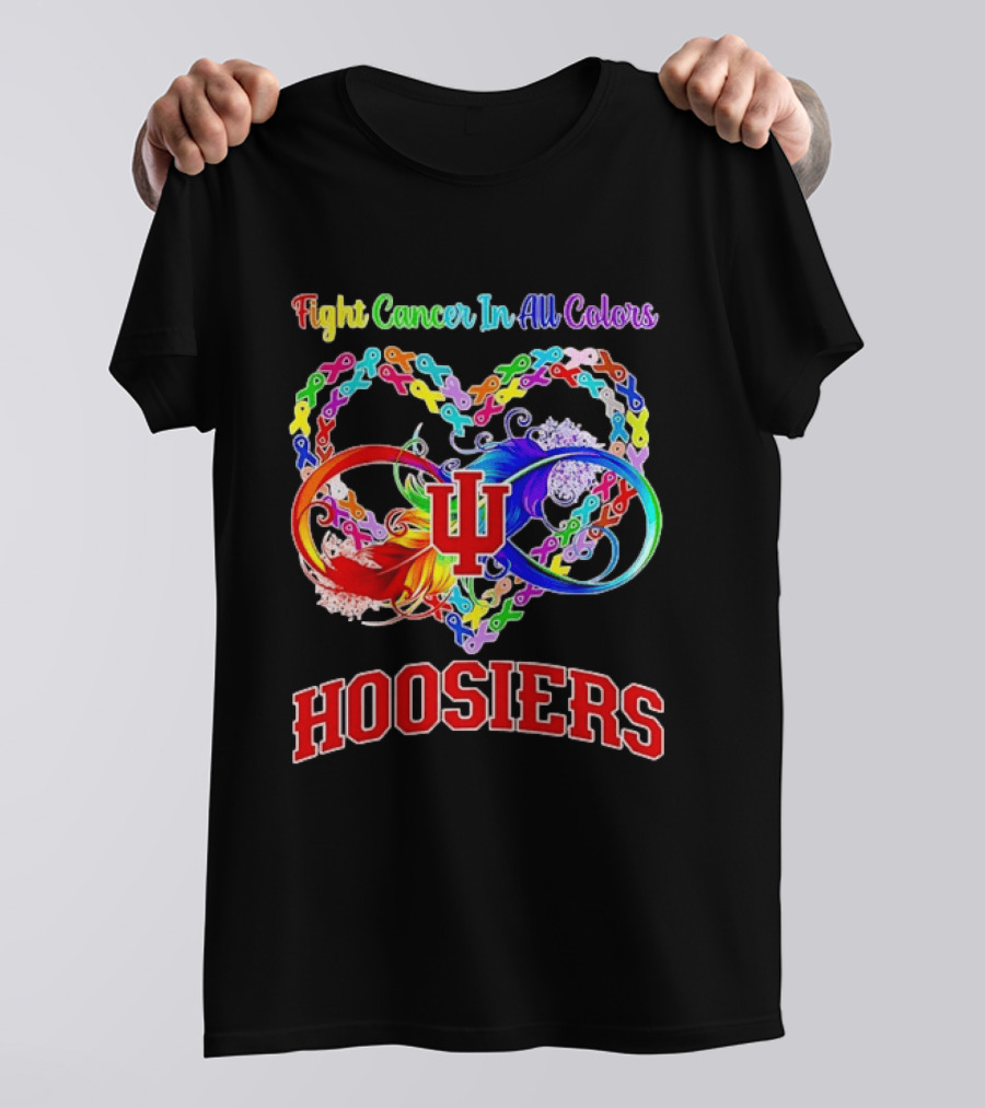 Hoosiers Fight Cancer In All Colors With Heart Symbol And Interlocking Chains T-Shirt