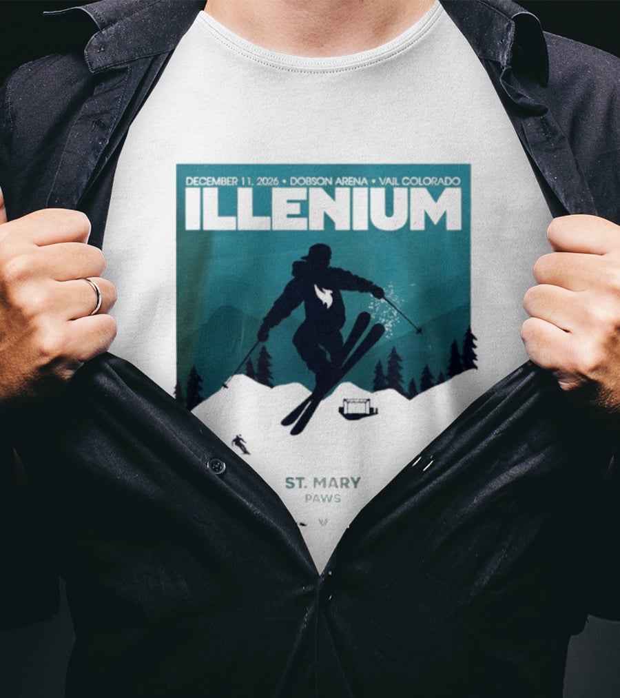 Illenium December 11 2026 Skiing Dobson Arena Vail Colorado Concert St Mary Paws T-Shirt