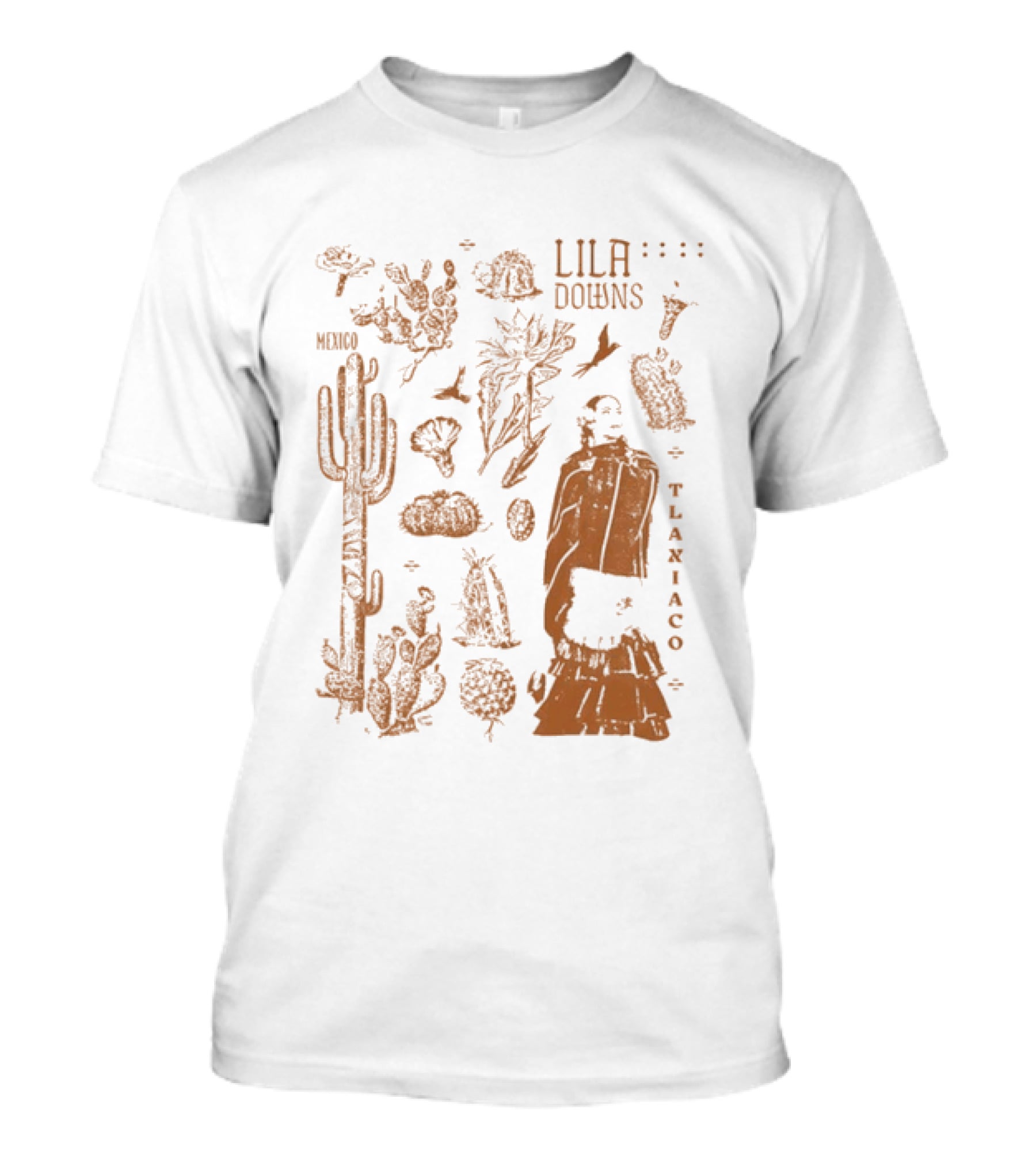 Lila Downs Mexico Tlaxiaco Mexican Singer With Floral And Cactus T-Shirt