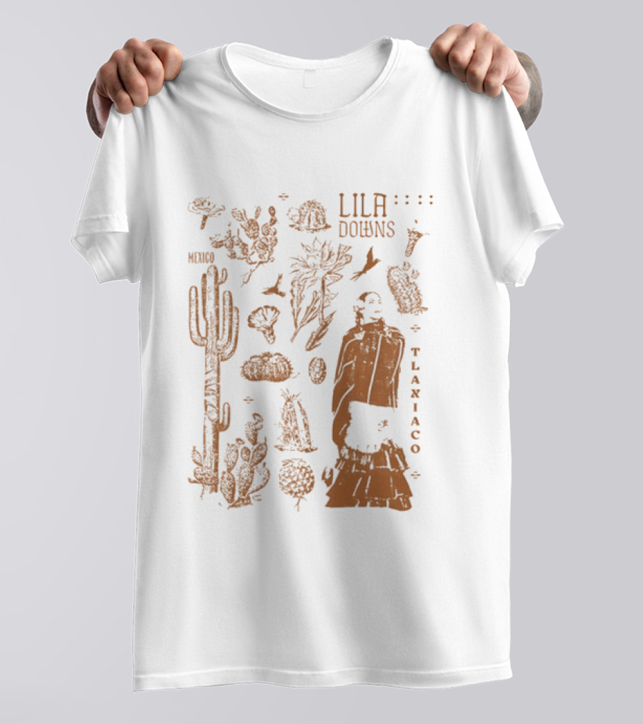 Lila Downs Mexico Tlaxiaco Mexican Singer With Floral And Cactus T-Shirt