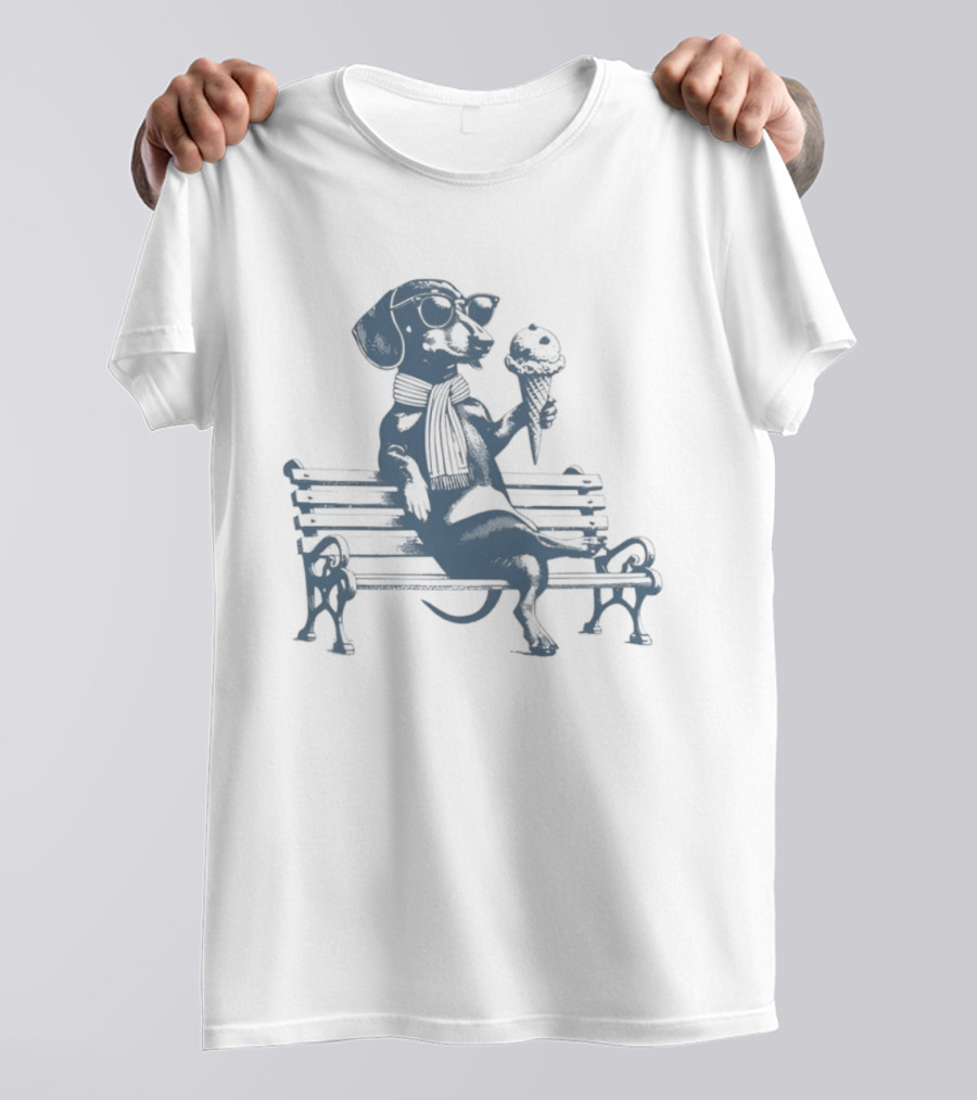 Lisa Dogecan Dachshund Ice Cream April 1992 Bench T-Shirt