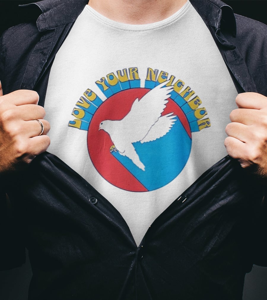 Love Your Neighbor Dove Peace Kindness Retro Circular T-Shirt
