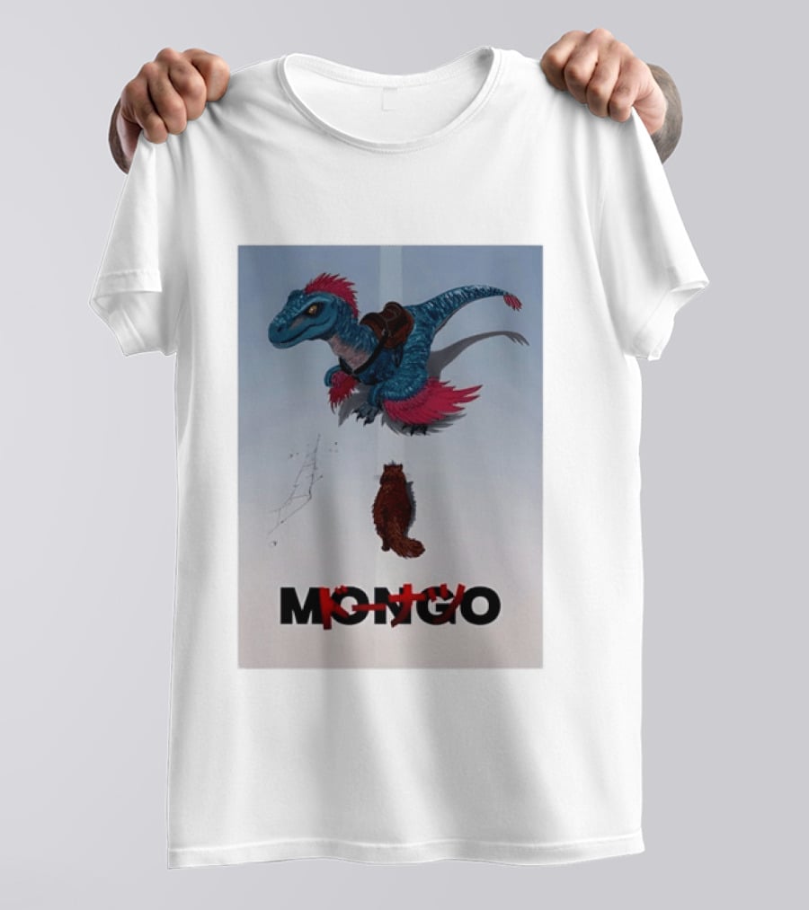 Mongo The Raptor Dinosaur And Cat Fantasy Adventure T-Shirt