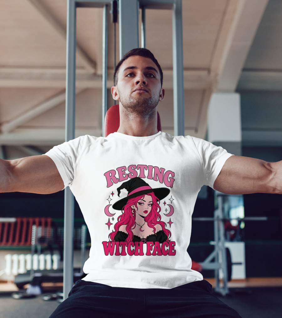 Resting Witch Face Pink Witch Hat Halloween Aesthetic T-Shirt