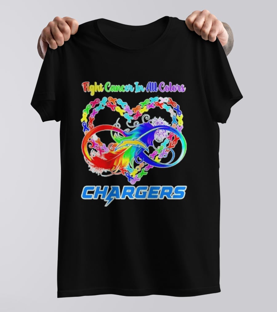 Fight Cancer In All Colors Los Angeles Chargers Infinity Heart T-Shirt
