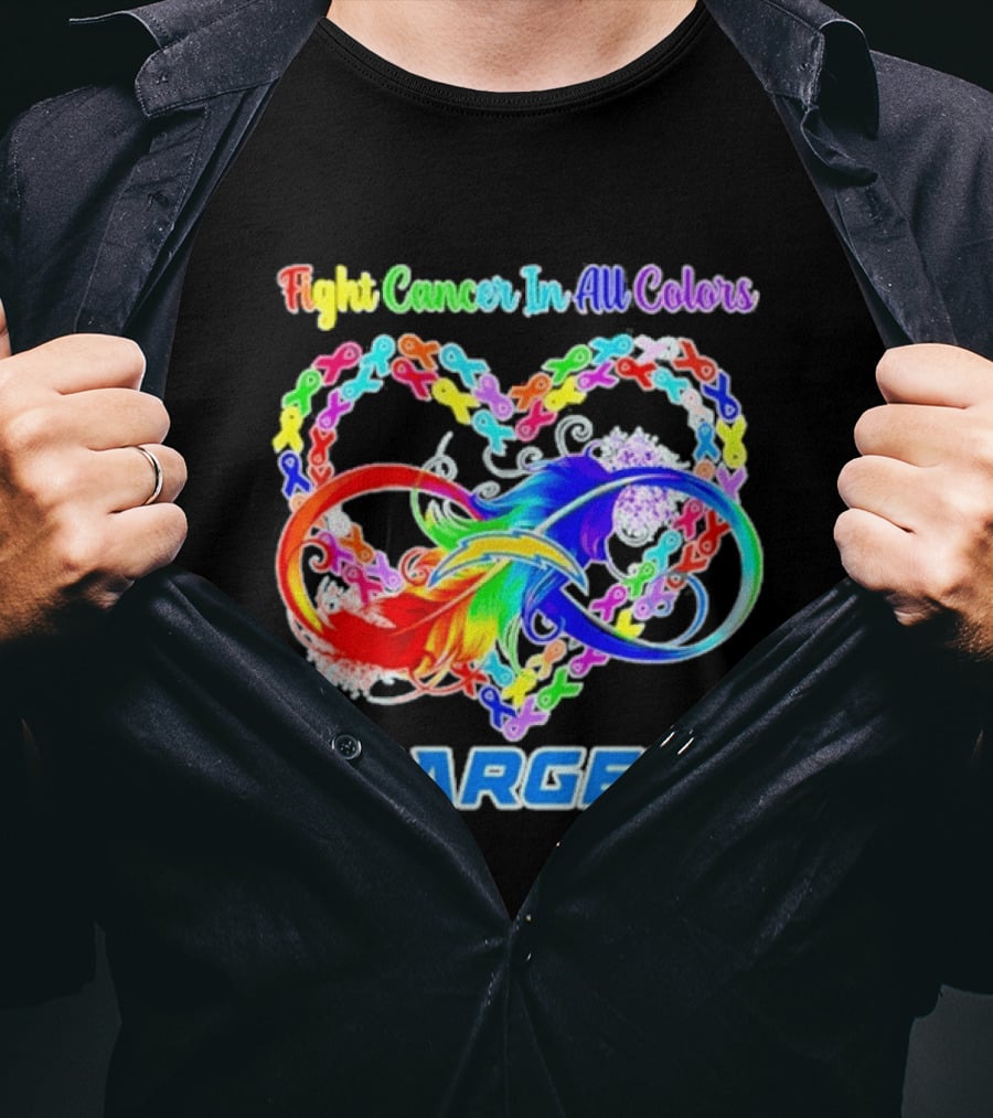 Fight Cancer In All Colors Los Angeles Chargers Infinity Heart T-Shirt