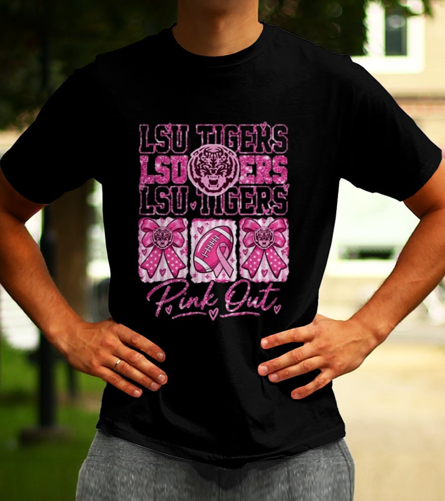 LSU Tigers Pink Out Breast Cancer Awareness Football Game Day T-Shirt