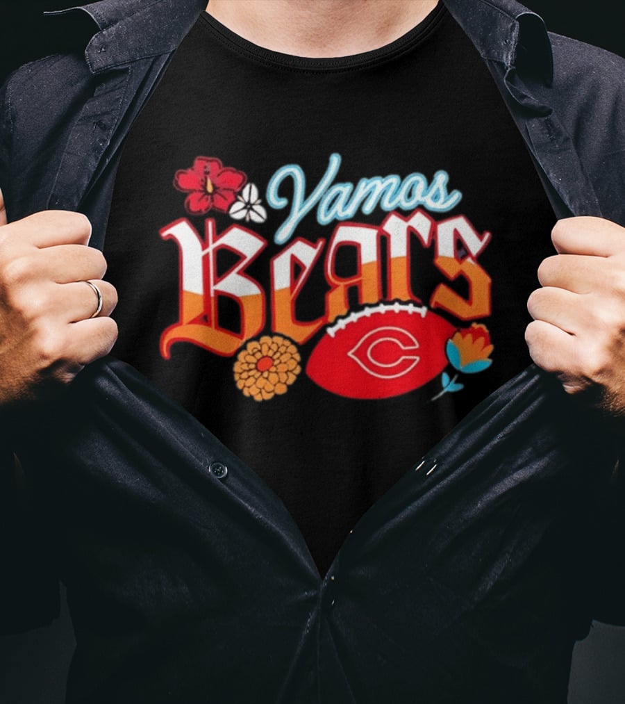 Vamos Bears Chicago Football Floral T-Shirt