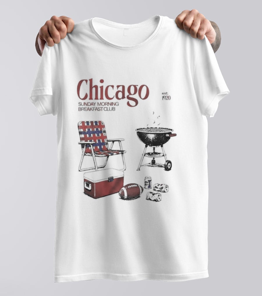 Chicago Sunday Morning Breakfast Club 1920 Charcoal Grill Lawn Chair Cooler T-Shirt