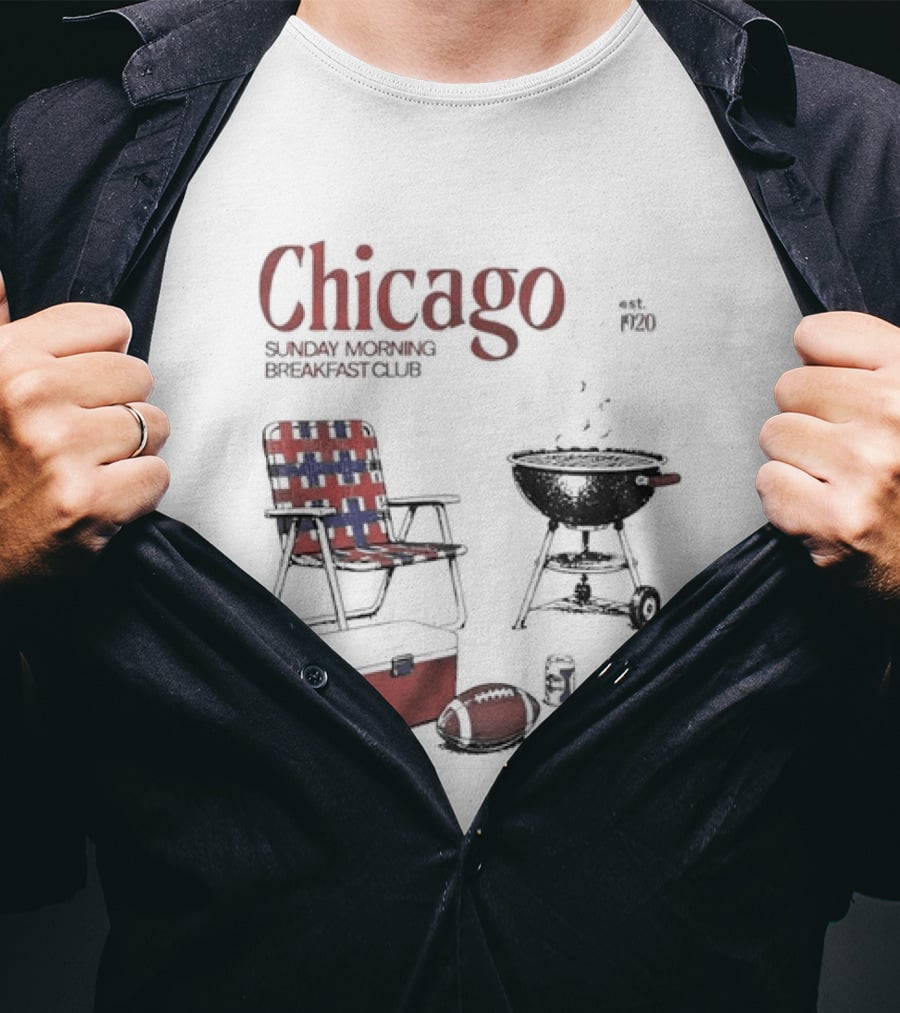 Chicago Sunday Morning Breakfast Club 1920 Charcoal Grill Lawn Chair Cooler T-Shirt