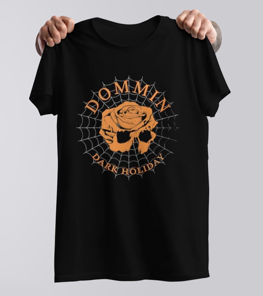 Dommin Dark Holiday Rose Skull Web Gothic Rock T-Shirt