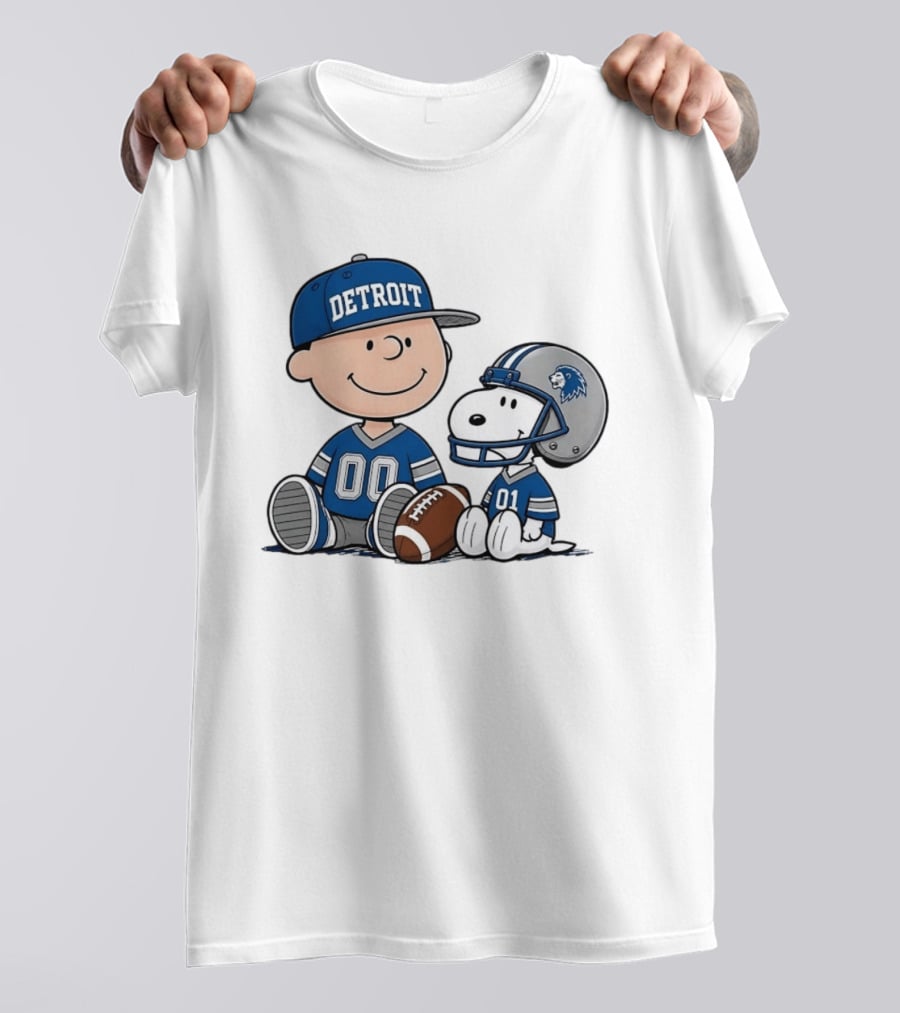 Detroit Lions Charlie Brown Snoopy Fan Jersey 00 01 Football T-Shirt