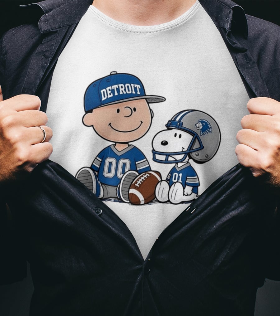 Detroit Lions Charlie Brown Snoopy Fan Jersey 00 01 Football T-Shirt