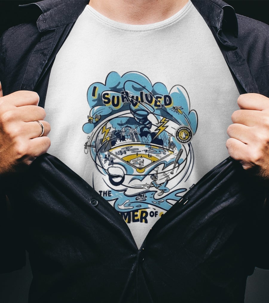 I Survived The Summer Of '26 Edmonton Riverhawks Baseball Lightning Storms T-Shirt