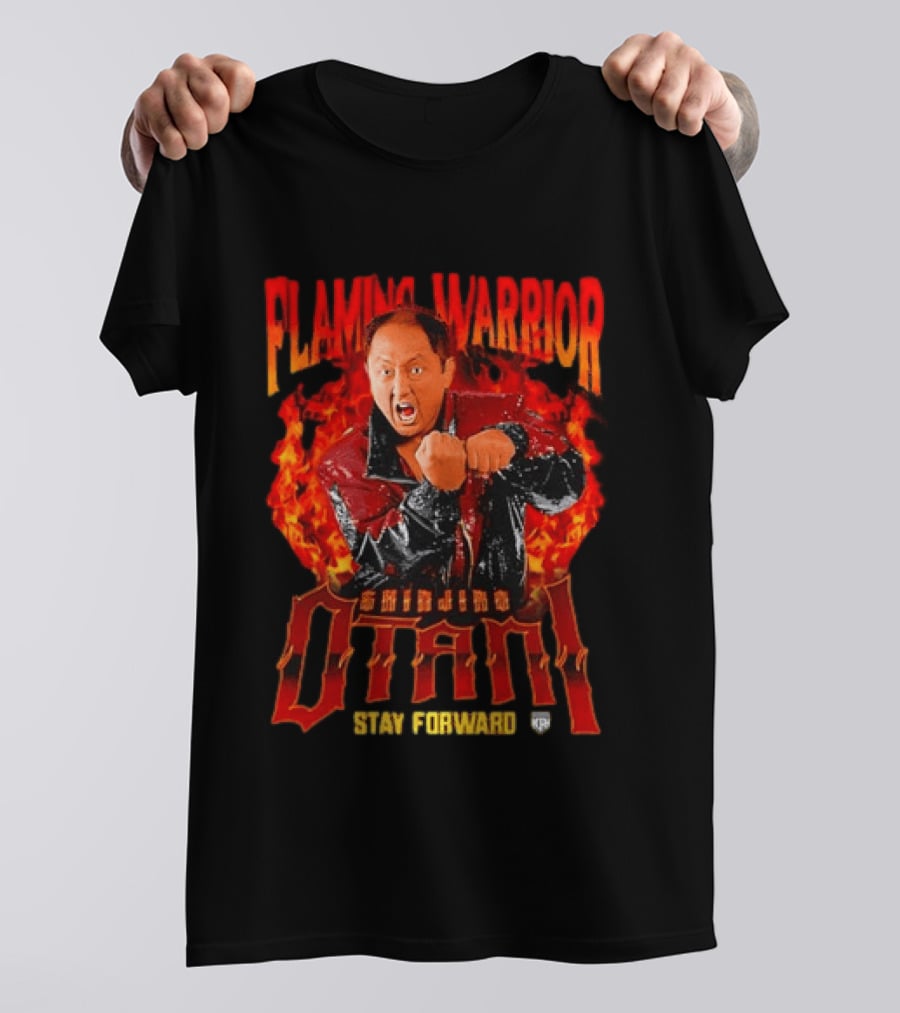 Shinjiro Otani Flaming Warrior NJPW Stay Forward Clenched Fists Fire T-Shirt